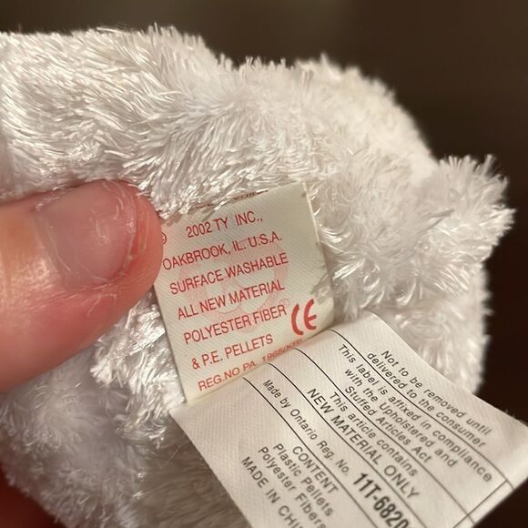 Vintage Ty Beanie Baby 2002 Bride The White Bear Excellent Condition NWT 8” long - Picture 9 of 9